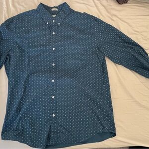 J. Crew Secret Wash Slim Fit Button Down Shirt XL blue pattern EUC